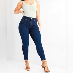 Curvy High Waisted Dark Wash Skinny Jeans